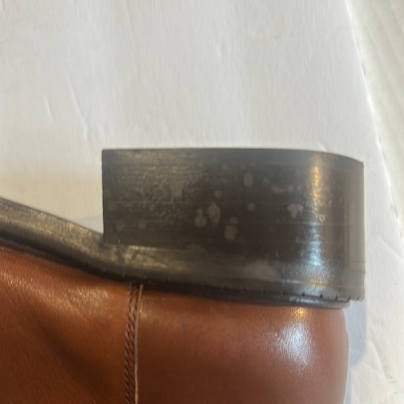 NWOT Minelli Naina cognac Brown Leather 2 toned Knee-High Boots w heel zipper - Picture 12 of 13